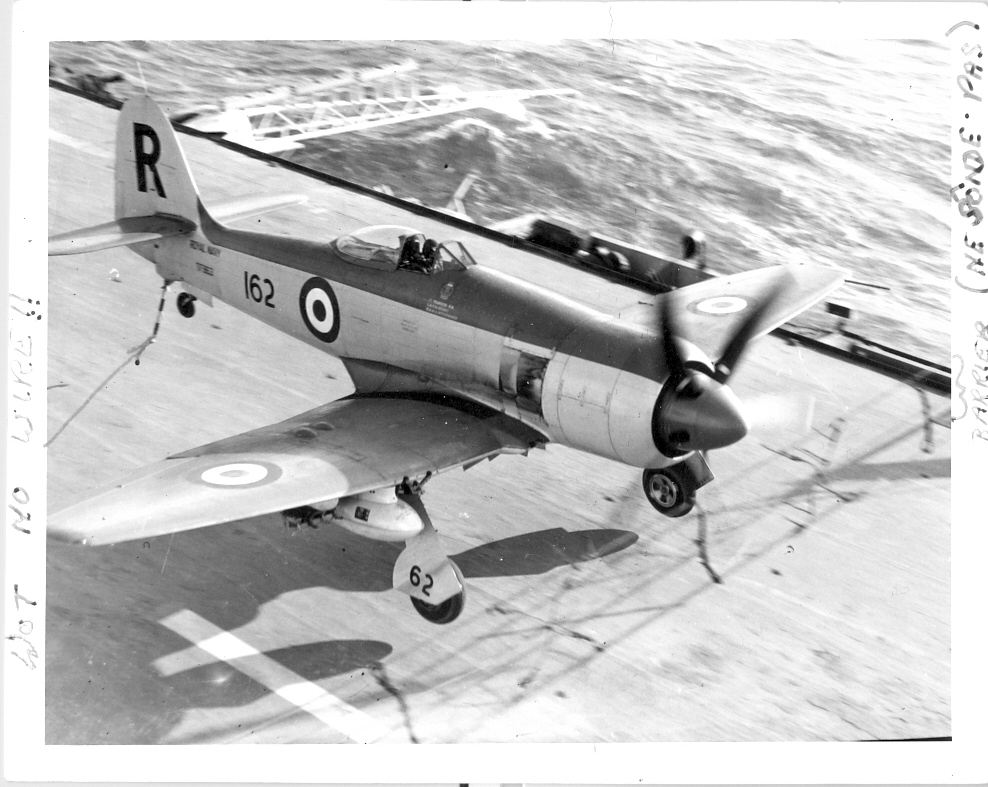 Hawker Sea Fury landing on HMS Ocean