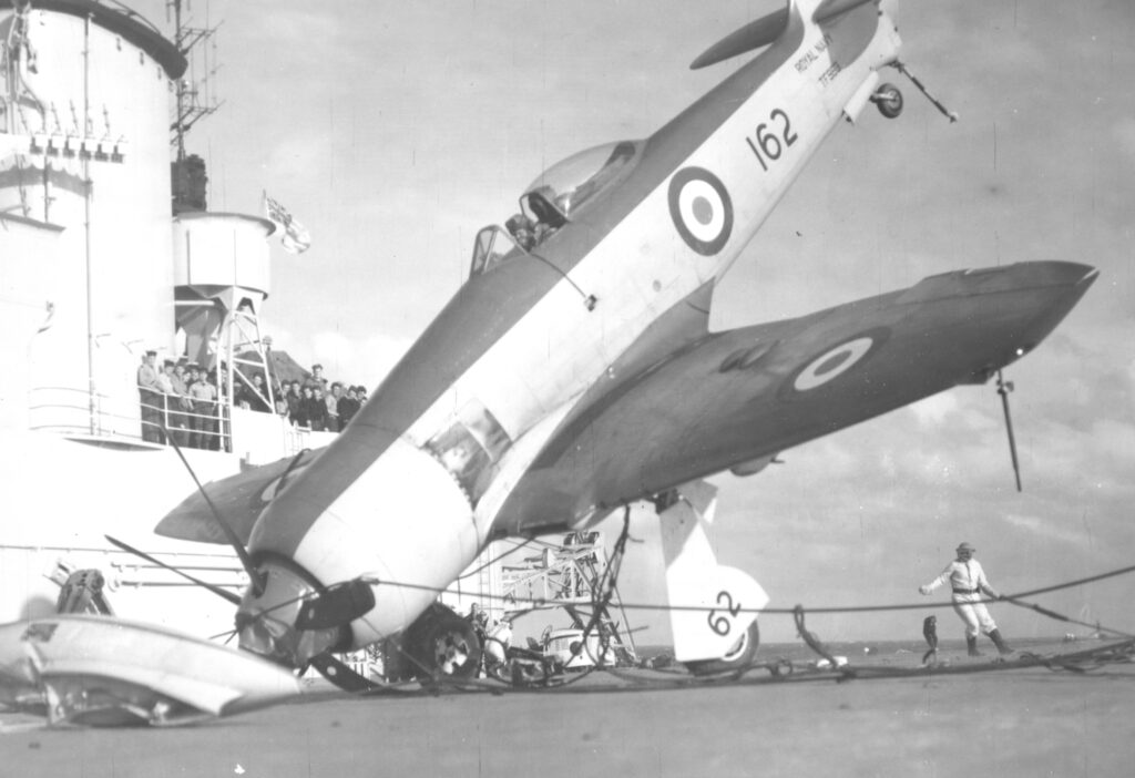 Hawker Sea Fury crash on HMS Ocean