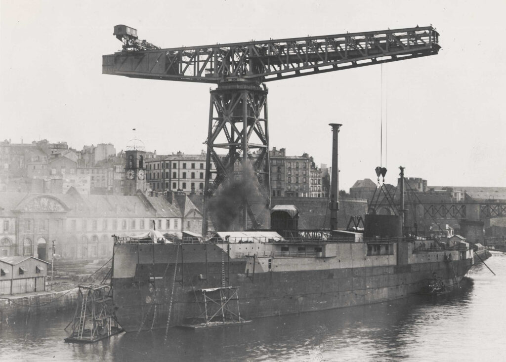 French Battleship Jean Bart (1911) fitting out