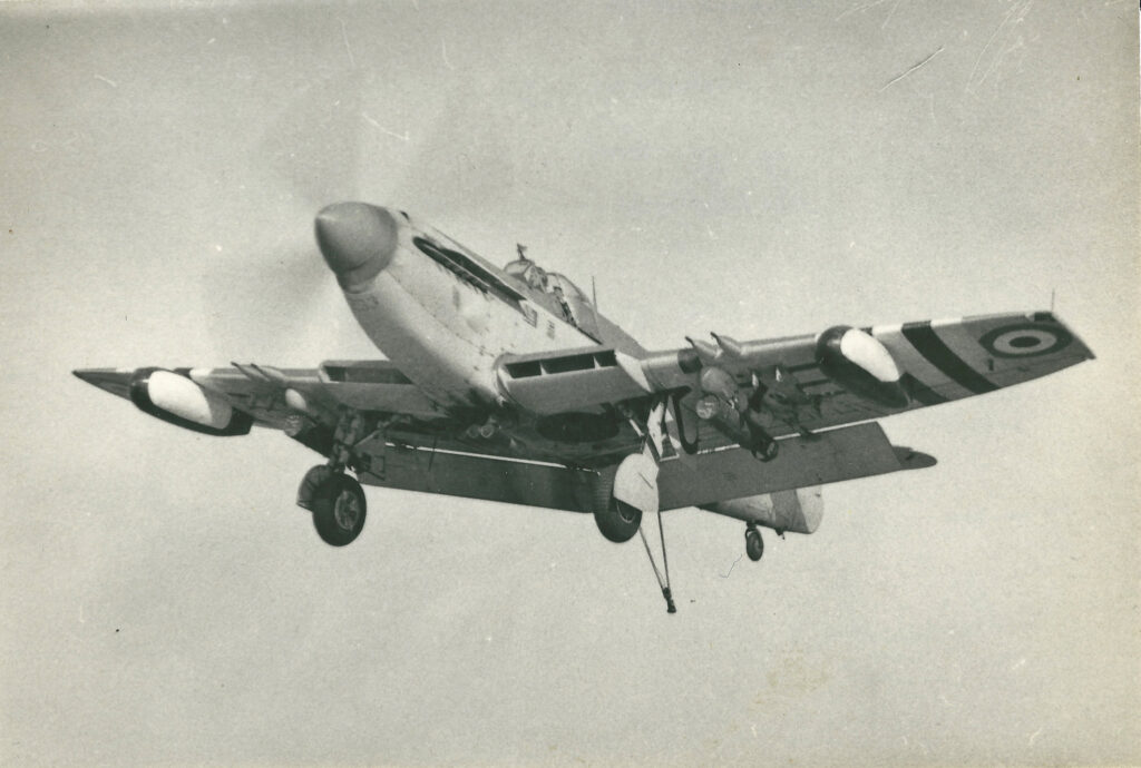 Fairey Firefly landing in HMS Theseus