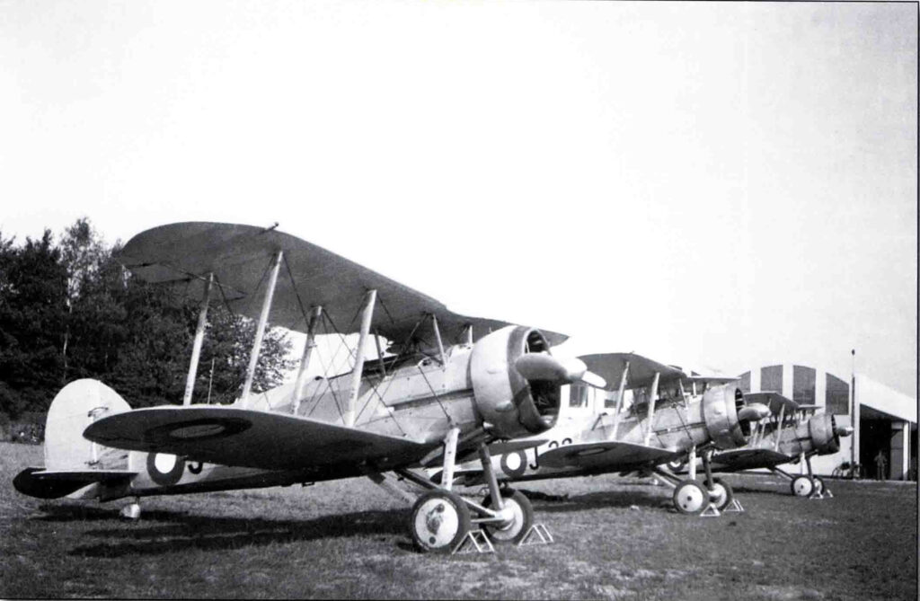 Line-up of Danish Gloster Gauntlet fighters