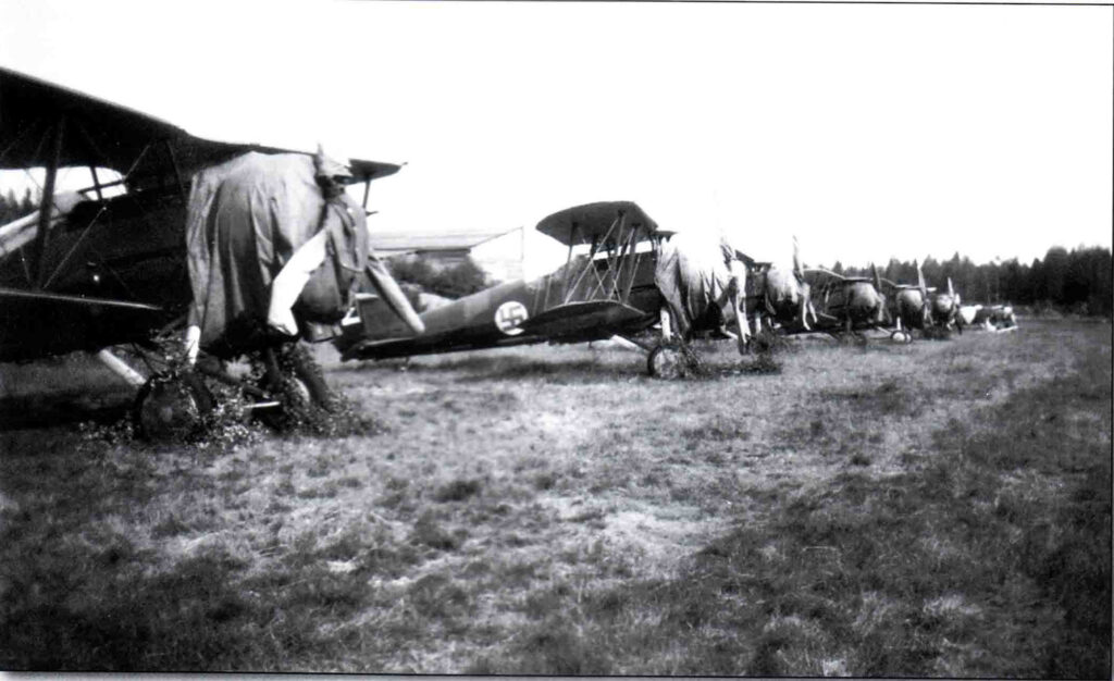 Line-up of Finnish Air Force Gloster Gauntlet Mk II fighters