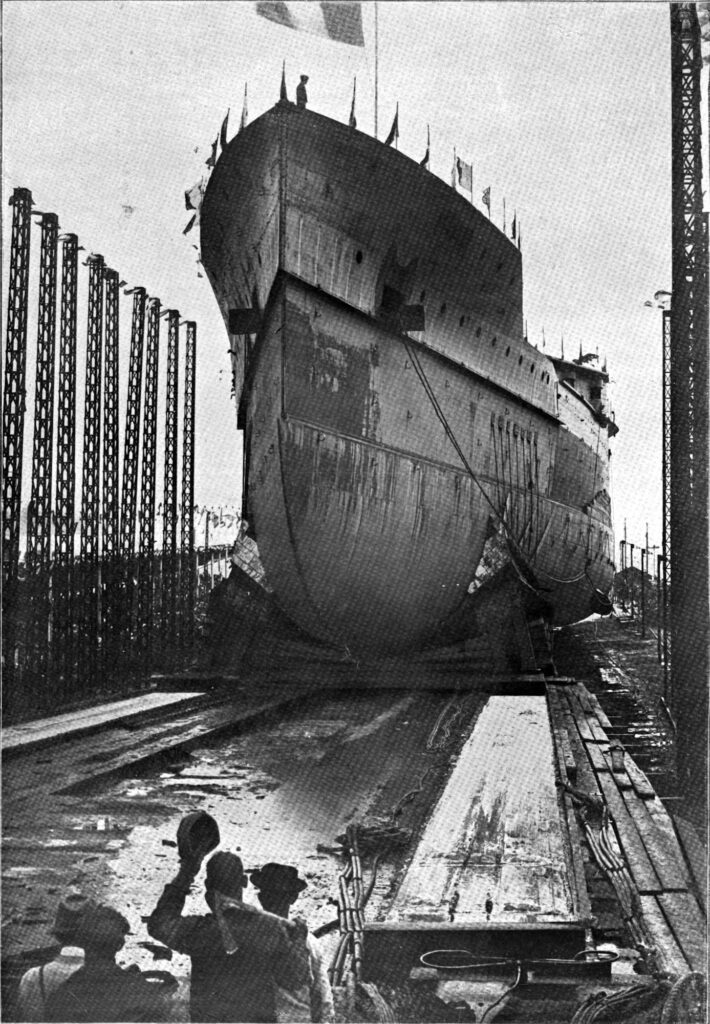 French battleship Paris being launched