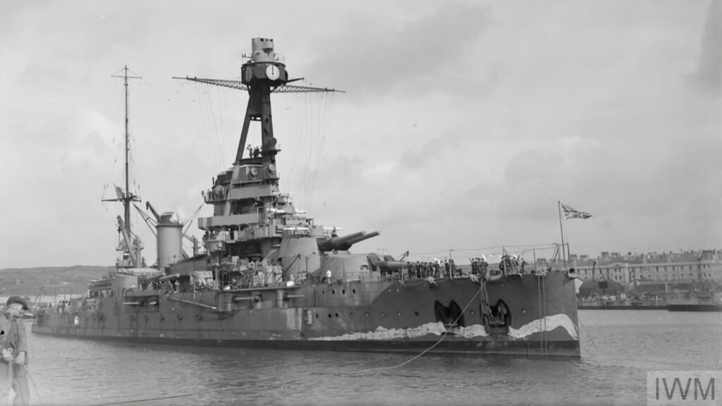 French Battleship Paris leaving Devonport July 1940 after being interned