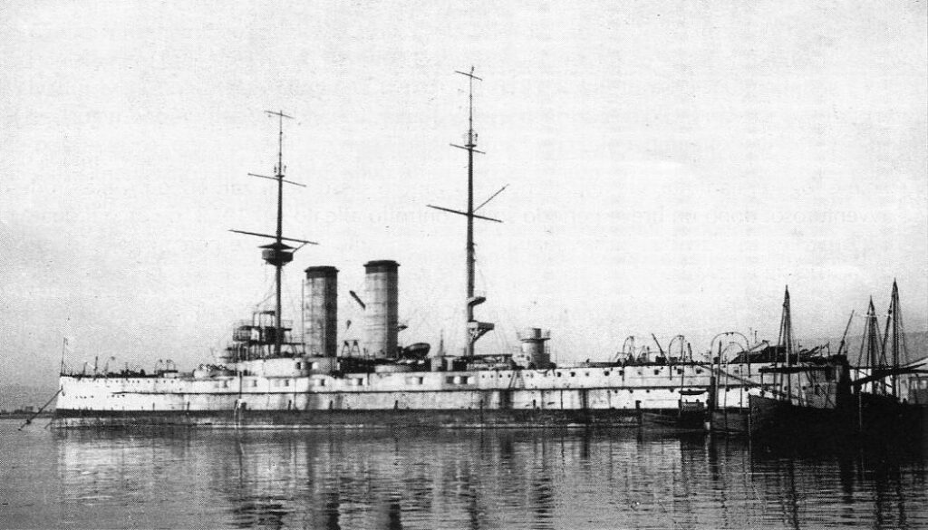 The former Austro-Hungarian battleship SMS Erzherzog Franz Ferdinand at Venice, in 1922