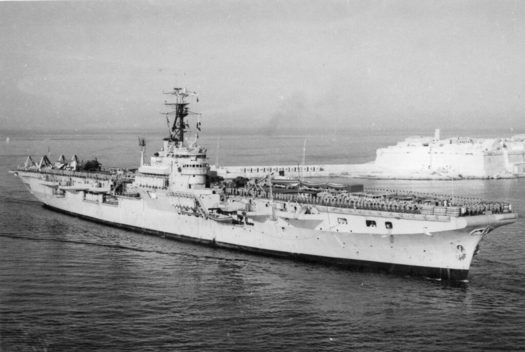 Theseus entering harbour Malta, 1956