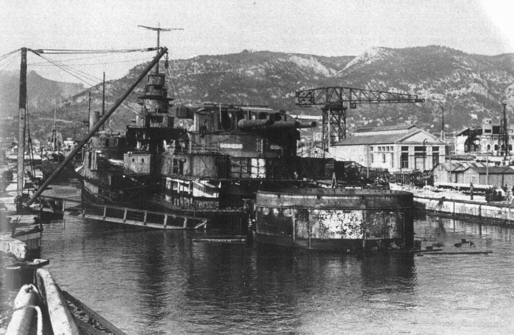 Dunkerque after being scuttled