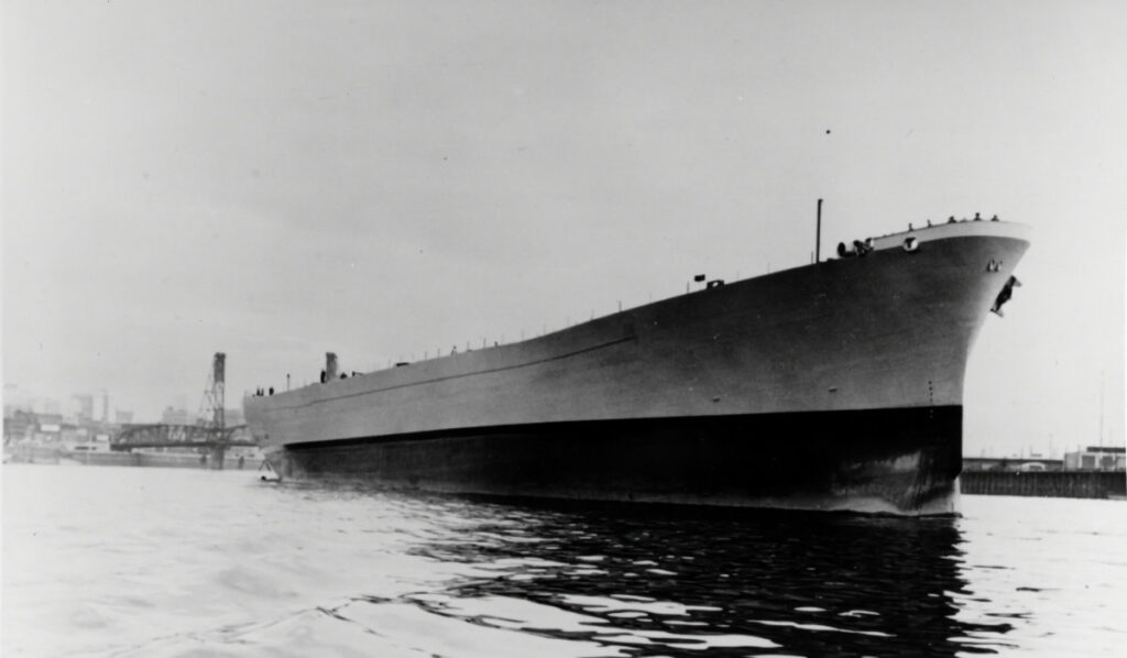 USS Rabaul CVE-121 Afloat immediately after launching