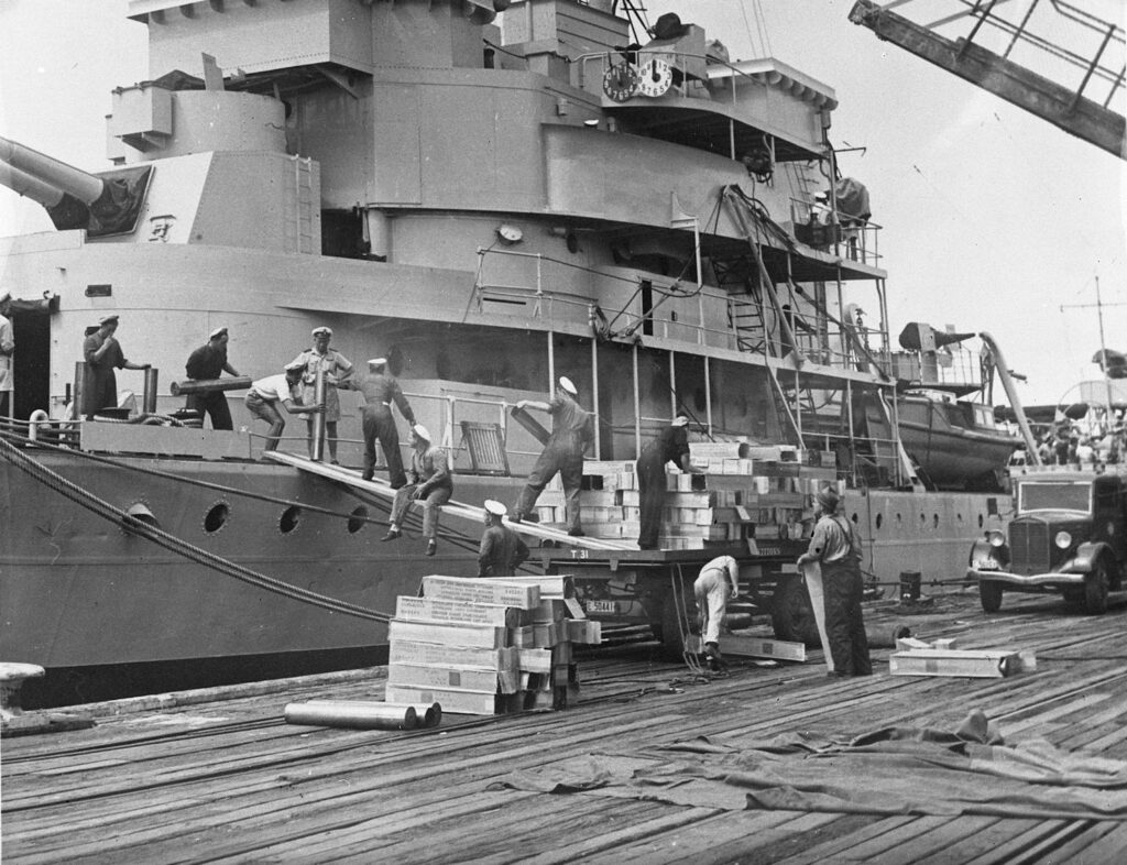 HNLMS Tromp resupplying in Australia 1945