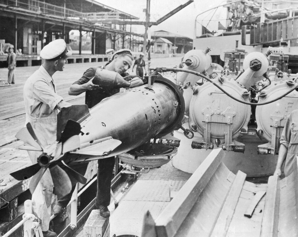 HNLMS Tromp resupplying in Australia 1945