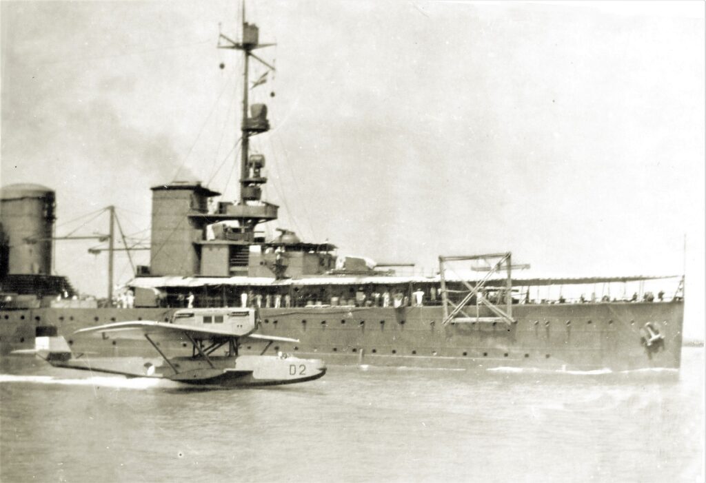 HNLMS Java and a Dornier J Wal patrol flying boat