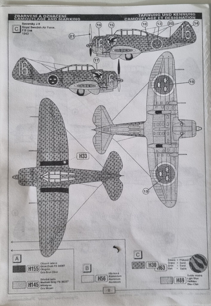 Seversky P-35A 1:72 Scale Model by MPM Painting Instructions