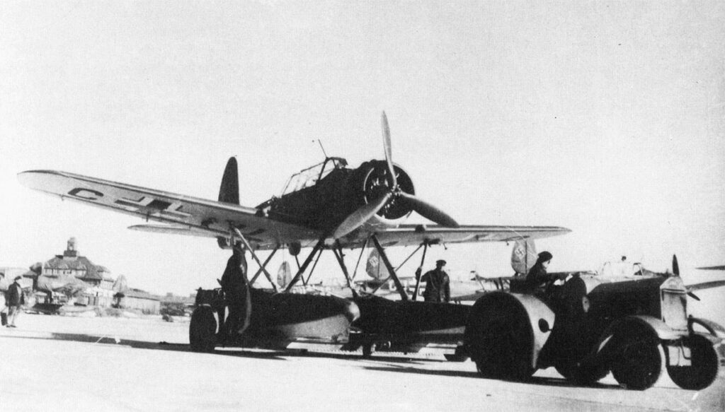 Arado Ar 196 A-2 of 1.BordFlGr196 (CU+AD) Wrk. Nr. 100042 KMS Konigsberg Being Towed On Land Docking Dolly