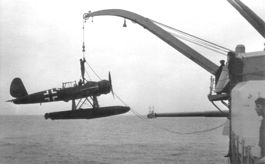 Arado Ar 196A-2 being retrieved aboard Scharnhorst