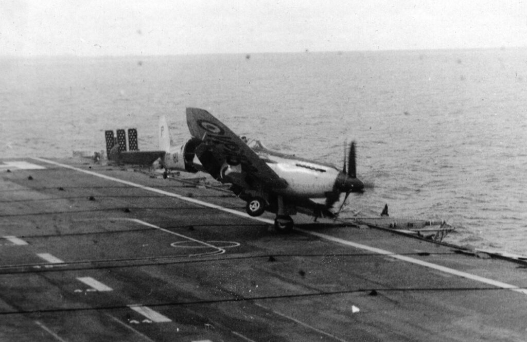 Supermarine Seafire FR.Mk.47 of 800 Squadron crash on HMS Triumph