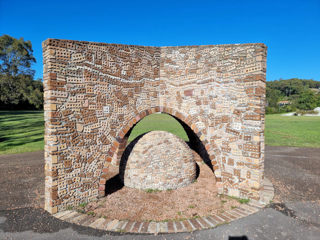 Sculpture made from recovered broken bricks Brickworks Park