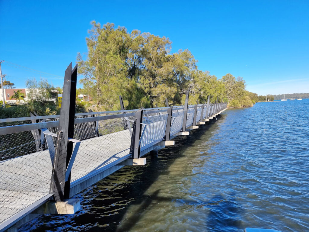 Walking and cycling track extending over Lake Macquarie Watagan Cycle Track Warners Bay