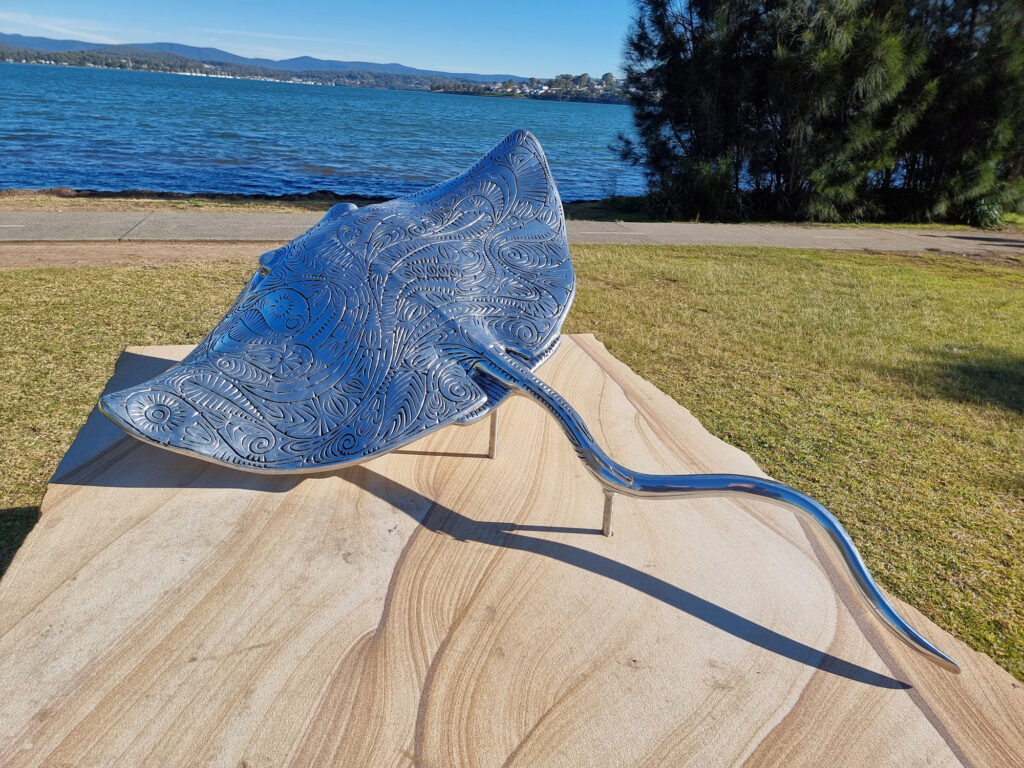 Stingray sculpture by Brian Robinson Watagan Cycle Track Warners Bay