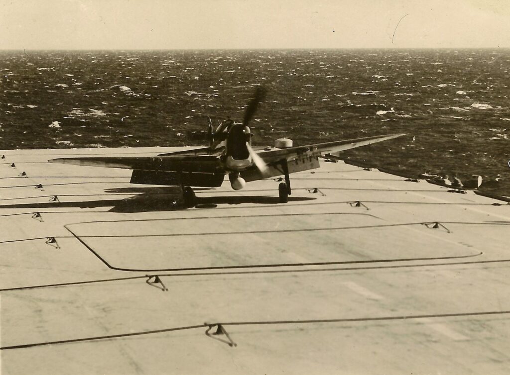 Fairey Firefly crash landing on HMS Triumph