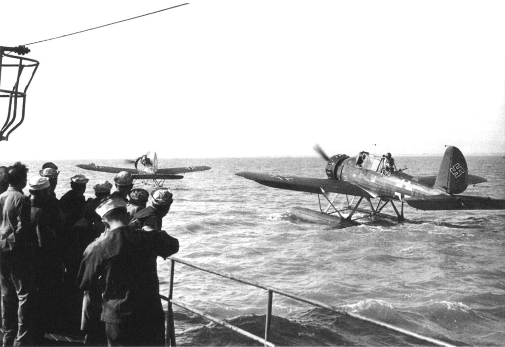 Arado Ar 196A-4 5./BordFlGr196 (BB+YC) vkz (6W+ON) WkNr. 100129 Taxis Towards Waiting U-Boat November 1942