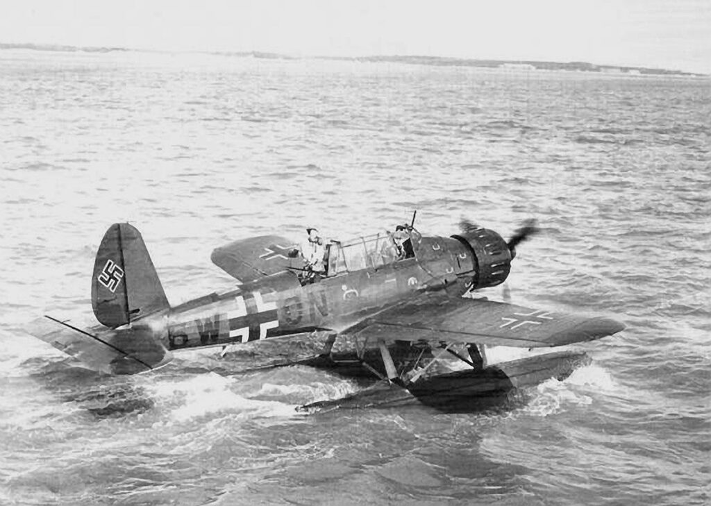 Arado Ar 196A-4 5./BordFlGr196 (BB+YC) vkz (6W+ON) WkNr. 100129 Taxis Towards Waiting U-Boat November 1942