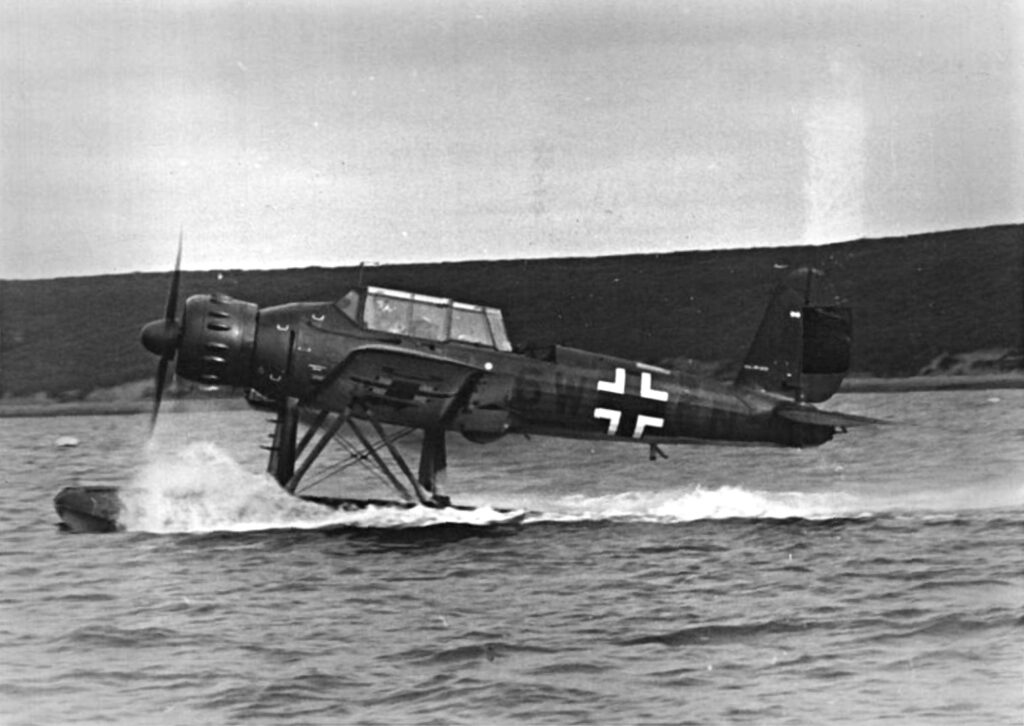 Arado Ar 196A of 5./BordFlGr196 (6W+xN) At Schellingwoude Submarine Base Amsterdam Holland 1944