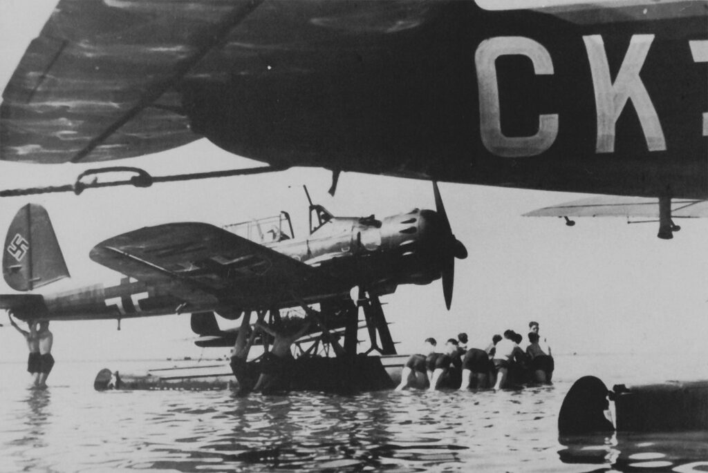 Arado Ar 196A of 5./BordFlGr196 (6W+xN) At Schellingwoude Submarine Base Amsterdam Holland 1944