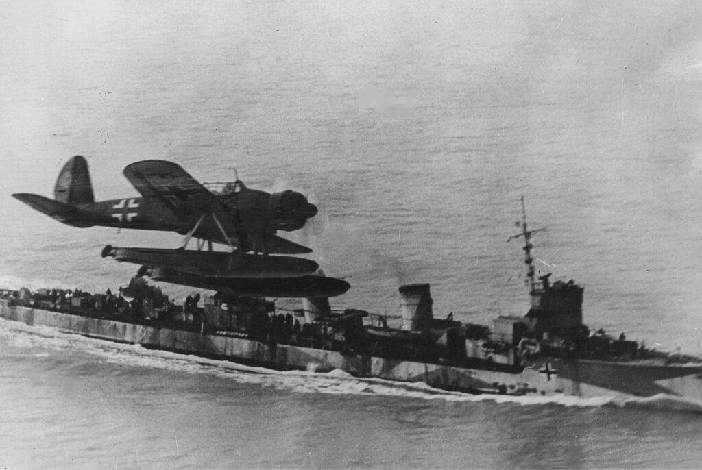 Arado Ar 196A-3 of 2./BordFlGr196 Over TA-20 the ex-Italian Destroyer Audace in the Adriatic Sea1944