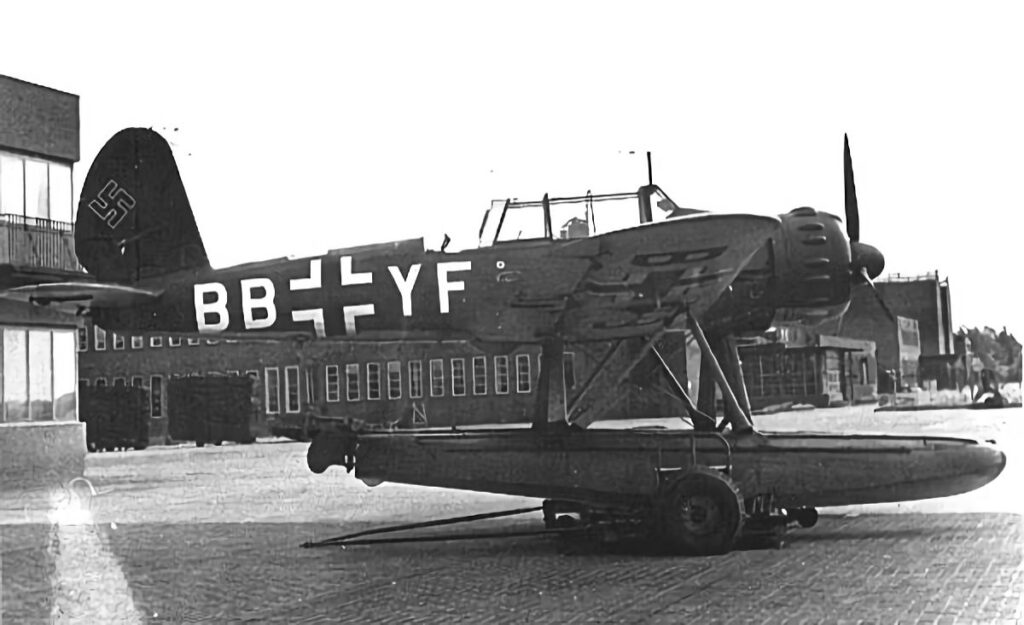 Arado Ar 196A-3 of 4.(Bord).FliegerErganzungsGruppe(See) (BB+YF) vkz (6H+FM) WkNr. 100132 On Beaching Dolly