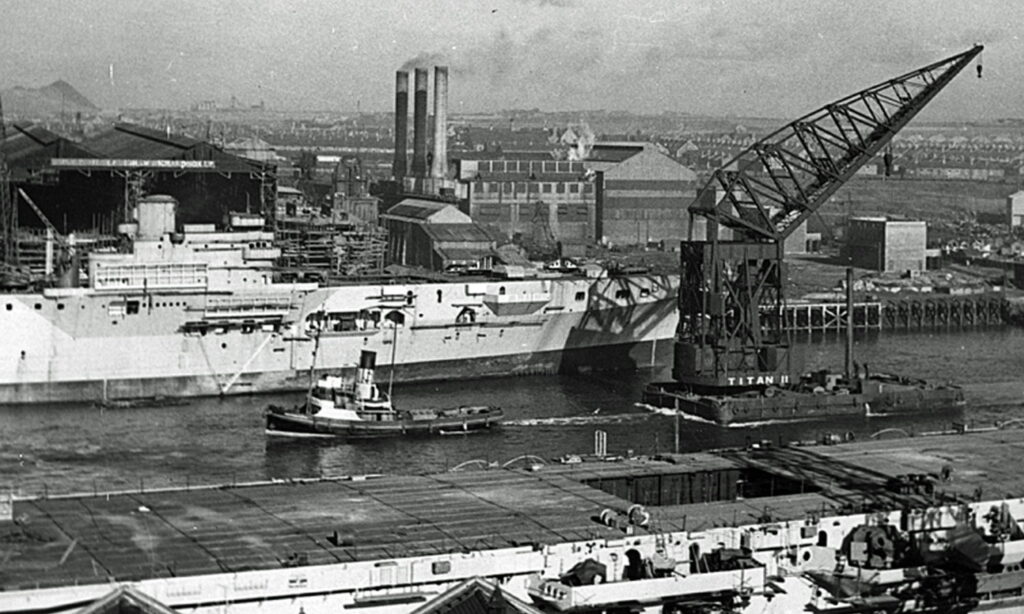 HMS Triumph (back) with HMS Vengeance in front