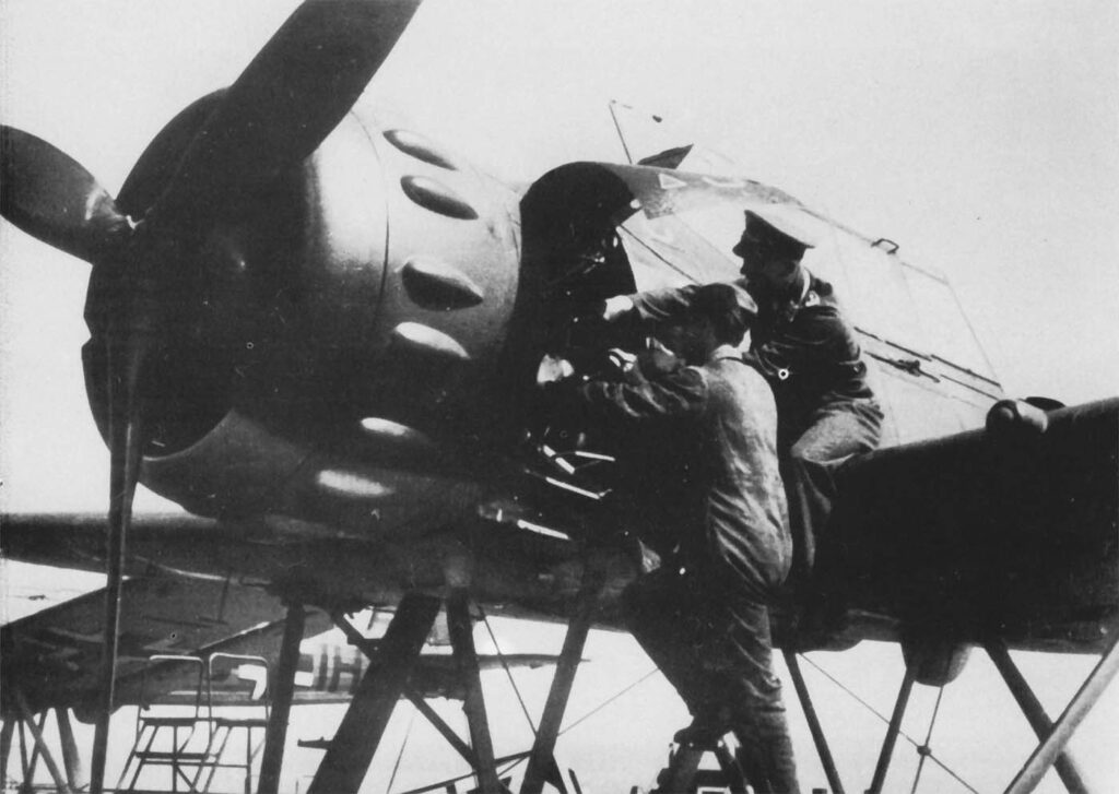 Arado Ar 196A-3 Engine Repair By Ground Crewman & Pilot