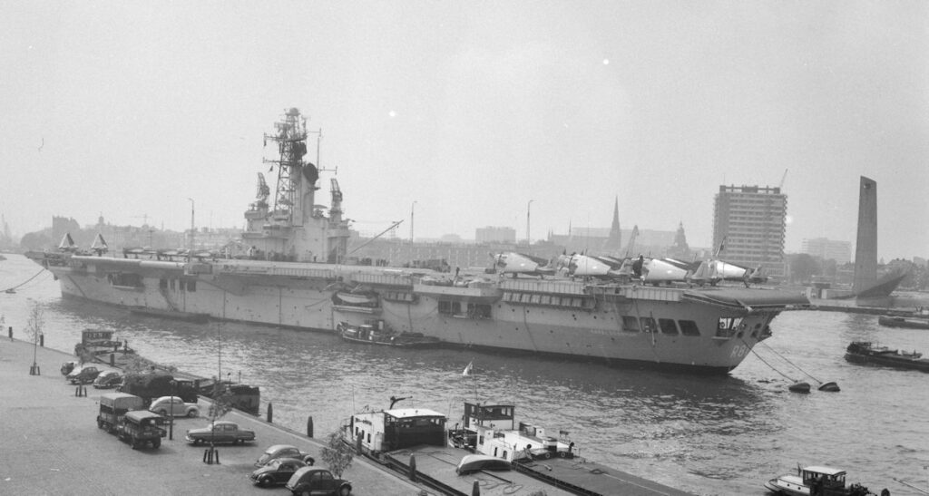 HNLMS Karel Doorman R81 departs Rotterdam for New Guinea 20 May1960