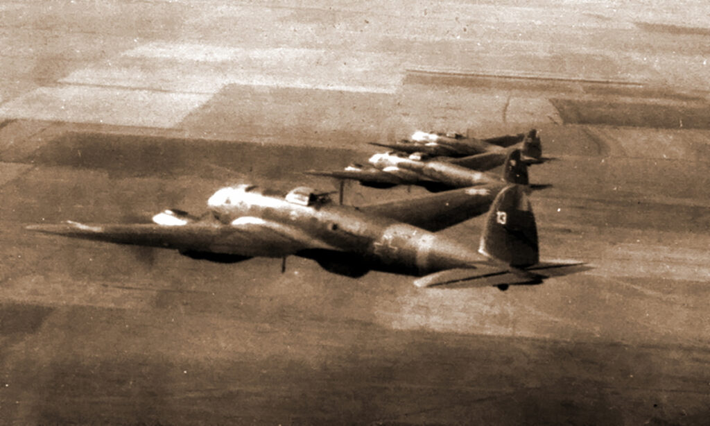 Heinkel He 111 H RRAF White 13, 16 and 10 in formation 1941