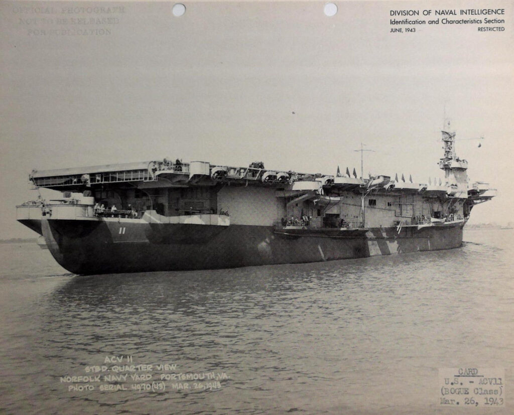 USS Card ACV-11 newly completed off Norfolk Navy Yard on 26 March 1943