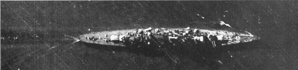 RAF photo recon image of KMS Prinz Eugen underway in the Baltic sea off Gotenhafen (today Gdynia), 24 March 1945