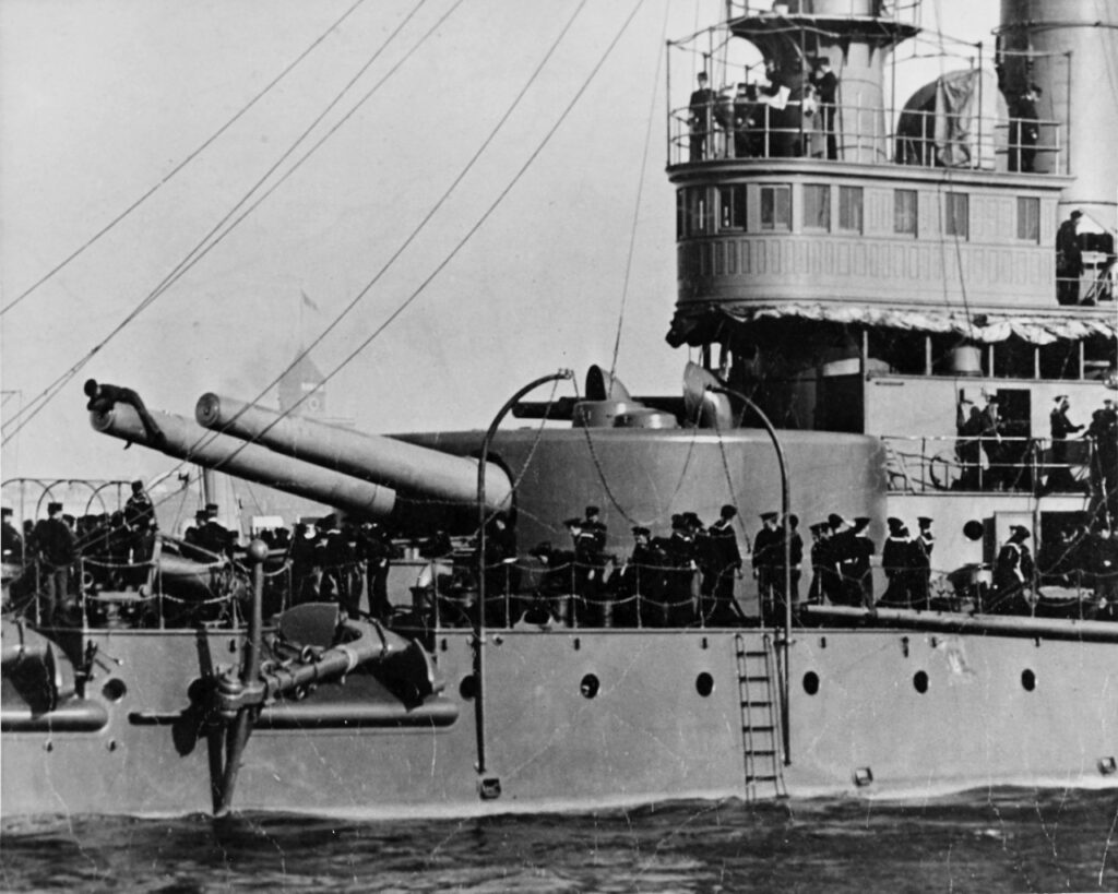 USS Oregon forward 13" gun turret and pilothouse