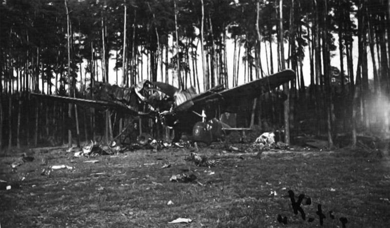 The second Junkers Ju 287 prototype in front view at Brandis, Germany, in late April 1945, after it was blown by Luftwaffe personnel