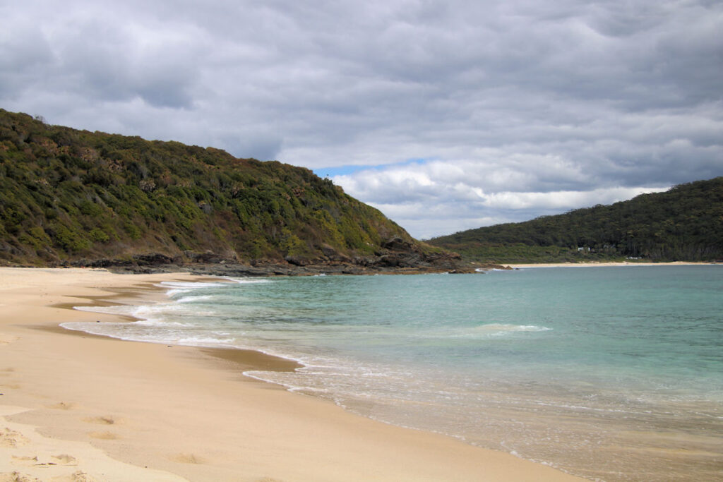 Beautiful sandy beach and Booti Booti National Park