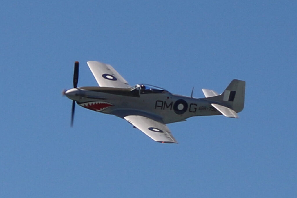 CAC CA-18 Mustang Mk. 23, A68-170 AM-G over Nobbys Beach Newcastle Williamtown Air Show 2023