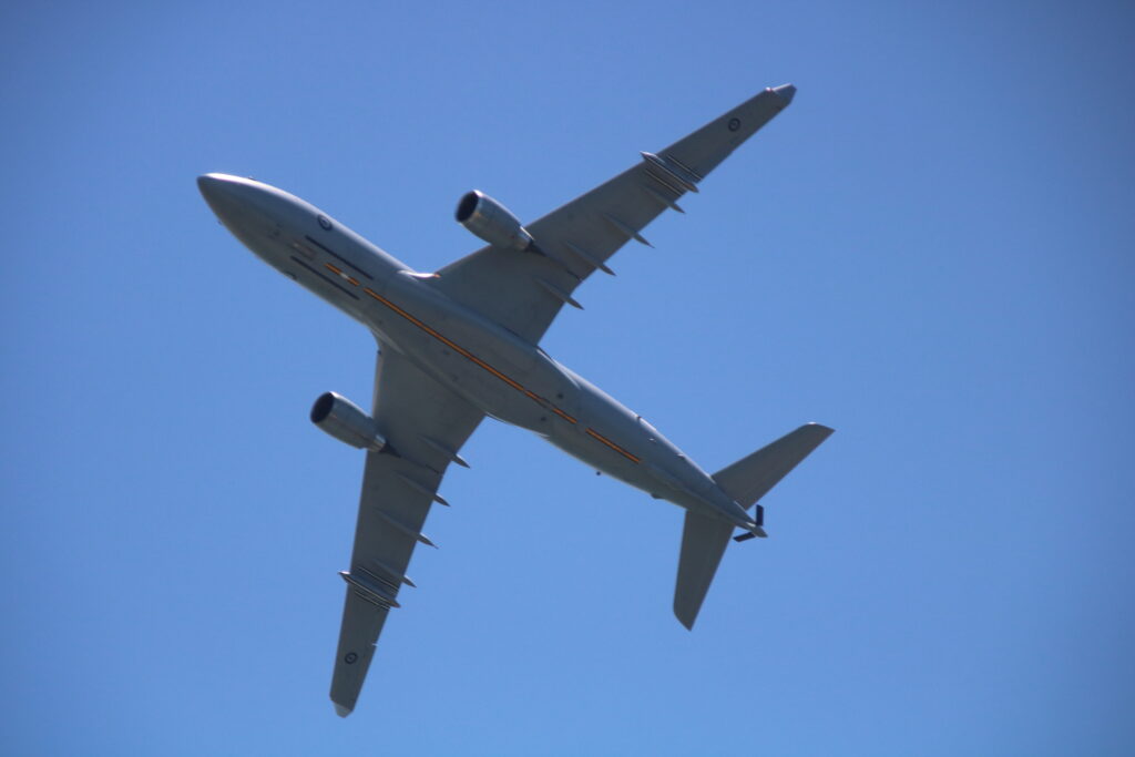 Airbus KC-30A MRTT of 33 Squadron RAAF over Nobbys Beach Newcastle Williamtown Air Show 2023