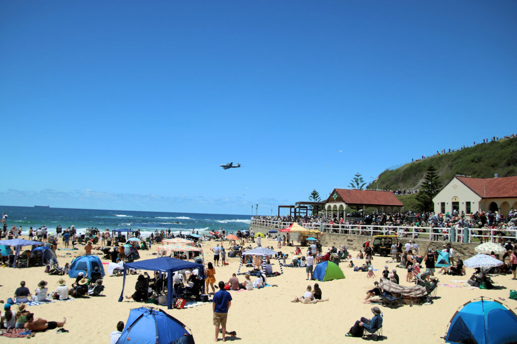 Lockheed P-3C Orion during the flying display over Nobbys Beach