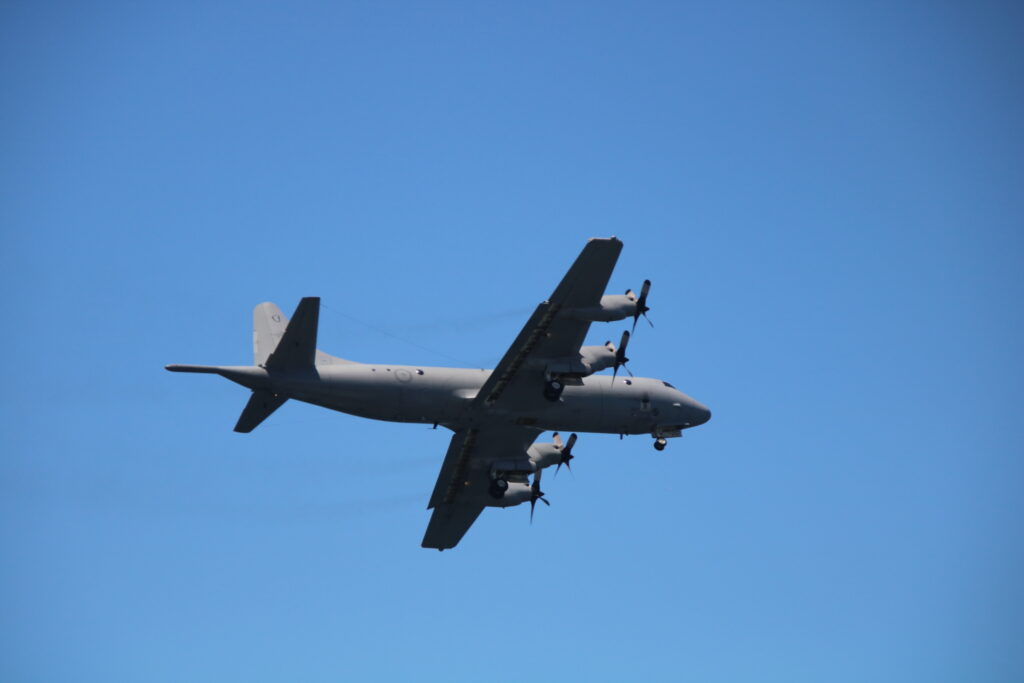 Lockheed P-3C Orion during the flying display over Nobbys Beach Newcastle Williamtown Air Show 2023