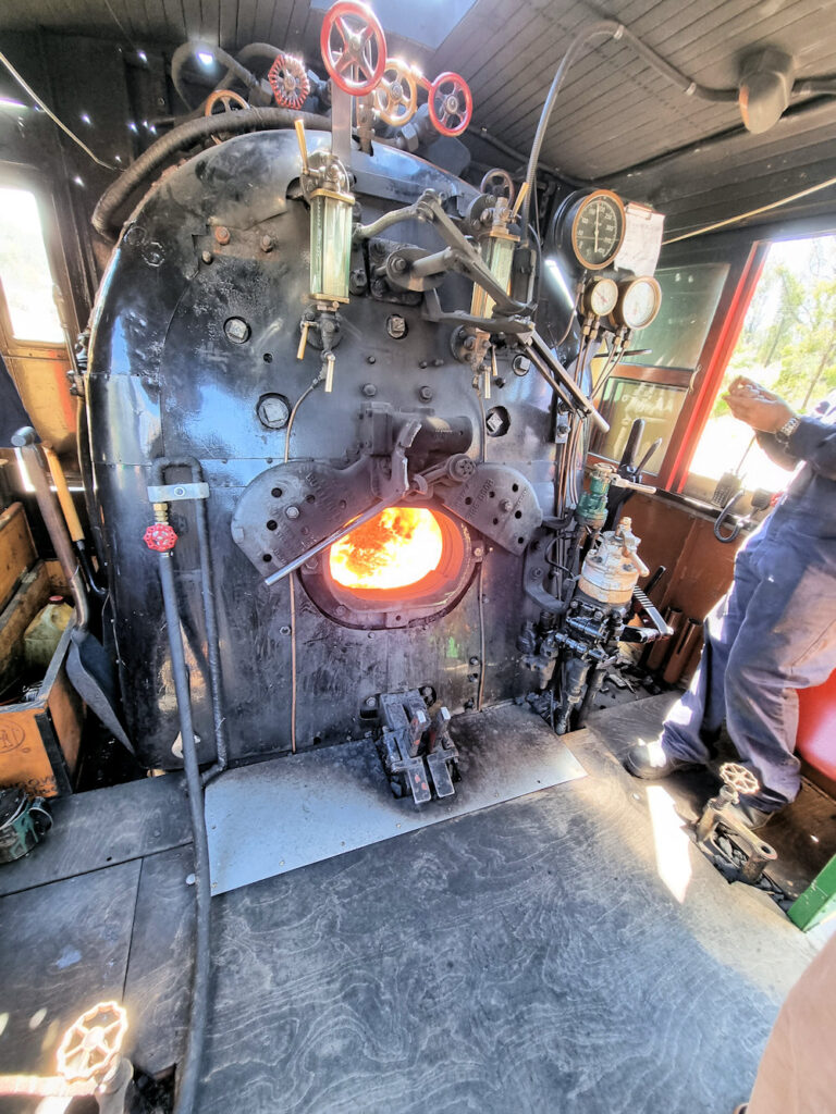 The firebox in the locomotive