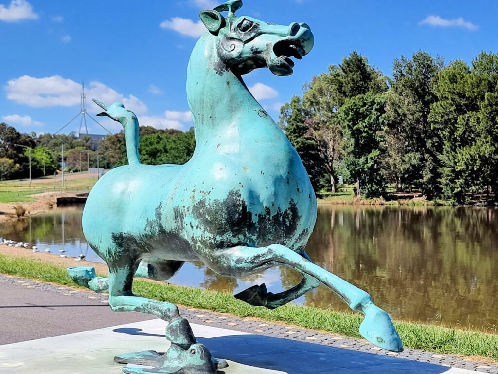 Replica statue of the Bronze Galloping Horse Treading on a Flying Swallow