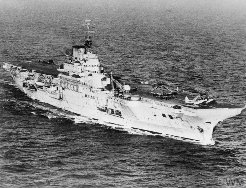 HMS Indomitable, at sea, during home fleet maneuvers, 1951