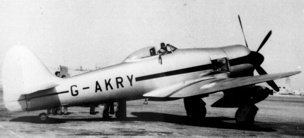 Hawker Fury F.Mk I G-AKRY at Luqa, Malta, during its sales promotion flight to Egypt.