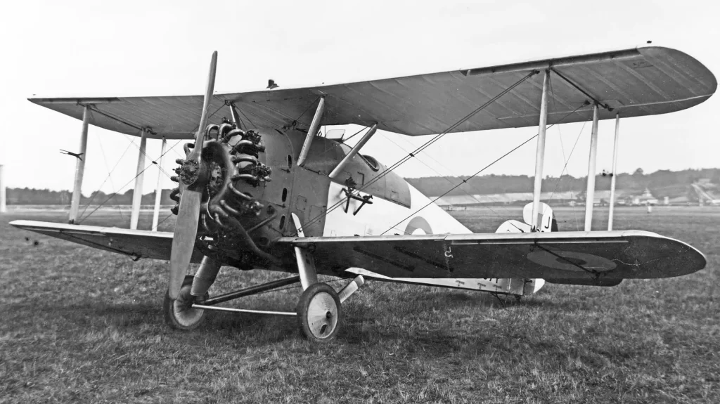 Hawker Woodcock II J7974 undergoing trials with the RAE with high lift slots on upper and lower wings.