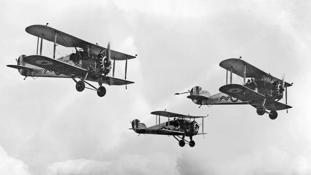 Three Hawker Woodcock IIs of 17 Sqn RAF photographed in 1927.