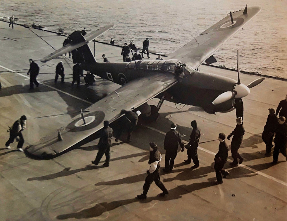 Fairey Barracuda of 837 Squadron suffers a landing incident while working up on HMS Glory on the Firth of Clyde.