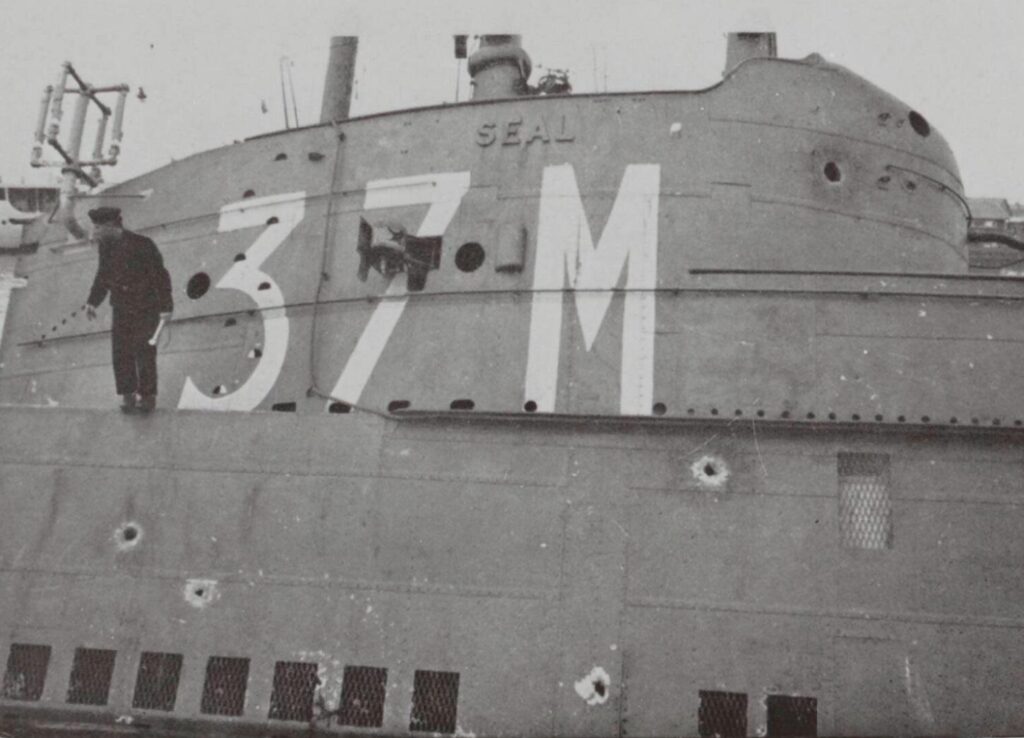 HMS Seal riddled with gunfire at Frederikshavn after she was captured on May 5th 1940